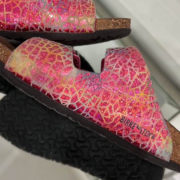 Birkenstock Arizona Vegan Leather Microfibre Flashy Halogen Pink size 13/13.5 - Picture 6 of 16